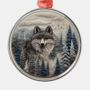 Adorno Metálico 3.ᵉʳ Wolf Woodland Chirstmas Animal