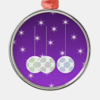 Adorno Metálico 3 Navidades De Diseño De Swirl Blancos Baubles. En