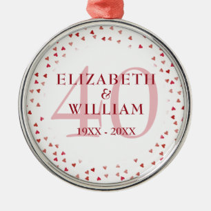 Adorno Metálico 40th Anniversary Ruby Love Hearts