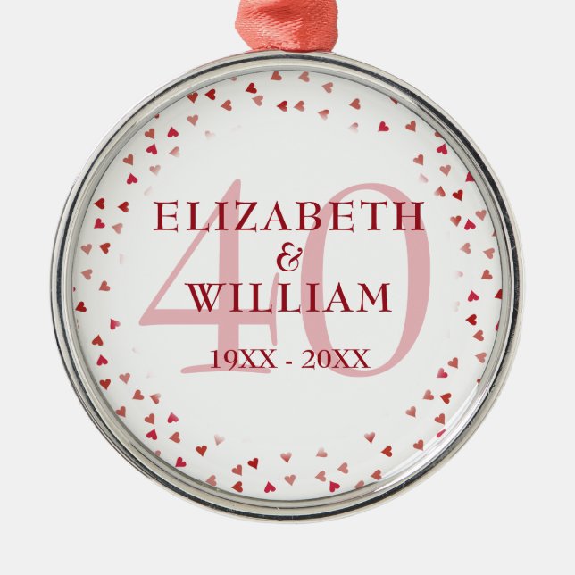 Adorno Metálico 40th Anniversary Ruby Love Hearts (Frente)