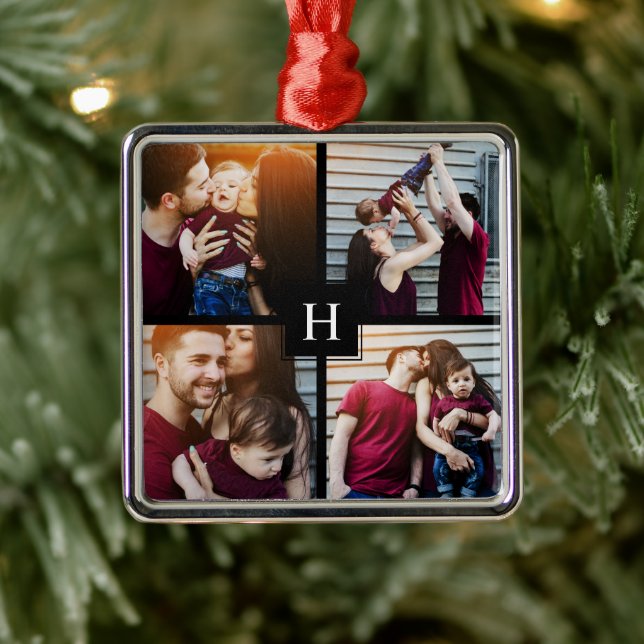 Adorno Metálico 4-Collage de fotos y Monograma (Árbol)