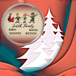 Adorno Metálico 4 familiares Navidades bailando Elves Santa Fun