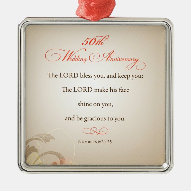 Adorno Metálico 50° aniversario Boda, bendiciones religiosas del S (Frente)