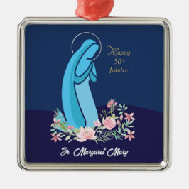 Adorno Metálico 50° aniversario de la vida religiosa de una flor r