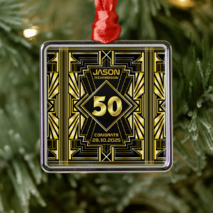 Adorno Metálico 50 cumpleaños Art Deco Gold Black Great Gatsby