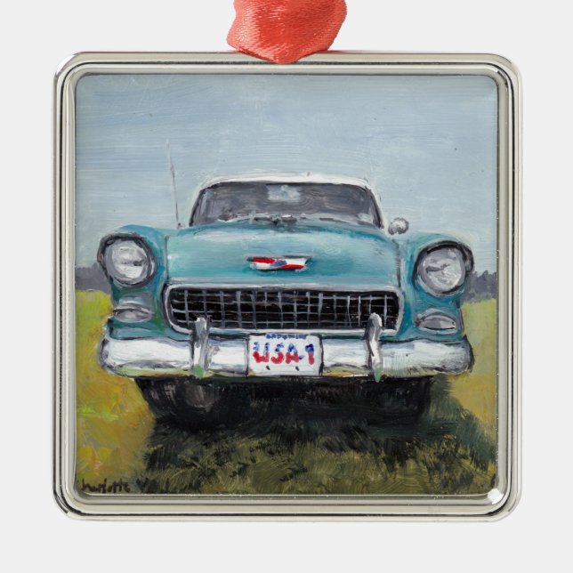 Adorno Metálico "55 Chevy Car Art Ornament (Frente)