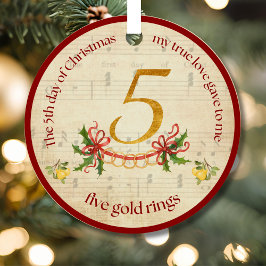 Adorno Metálico 5th Day of Christmas Five Golden Rings