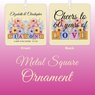 Adorno Metálico 60.º melocotón de flores