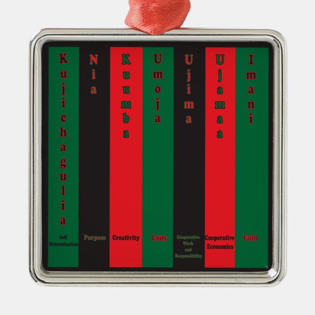Adorno Metálico 7 Principios de Kwanzaa (Vertical) (Frente)