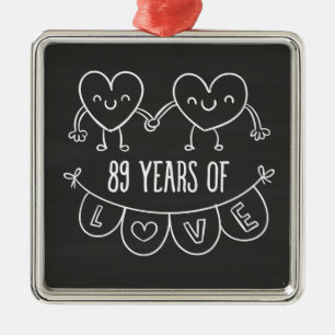 Adorno Metálico 89° Aniversario Regalo Chalk Hearts