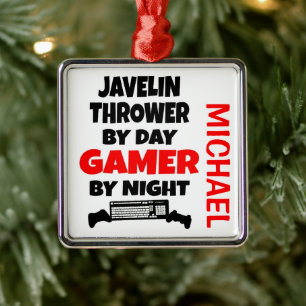 Adorno Metálico A Javelin Thrower Le encanta jugar videojuegos