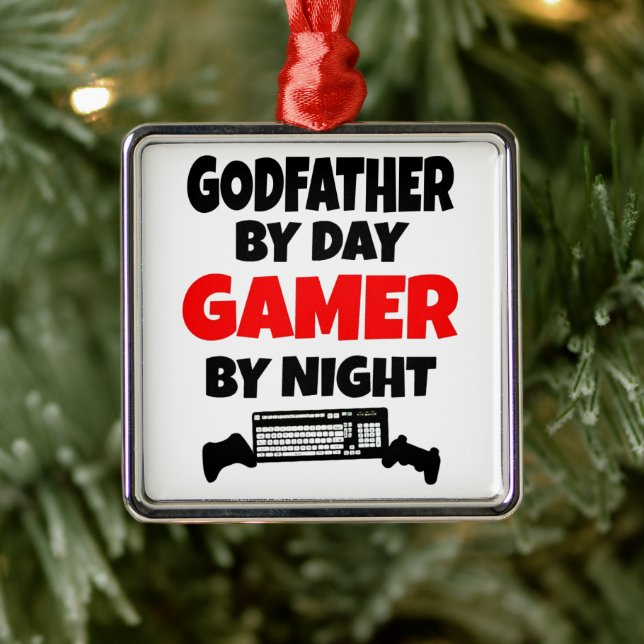 Adorno Metálico A padrino le encanta jugar a videojuegos (Árbol)