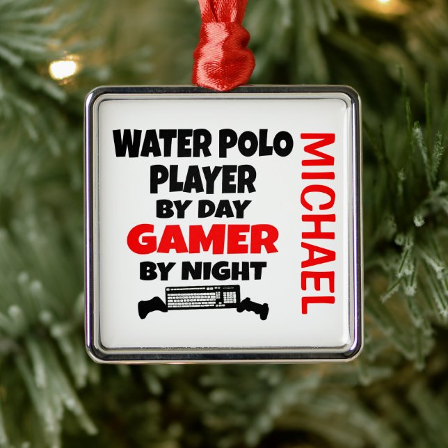 Adorno Metálico A un jugador de waterpolo le encanta jugar videoju (Árbol)
