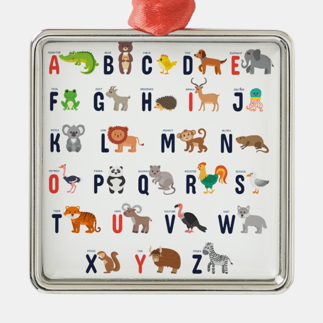 Adorno Metálico ABCs animal - alfabeto (Frente)