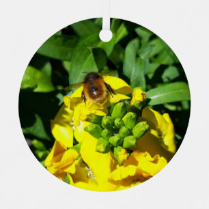 Adorno Metálico Abeja a las flores amarillas