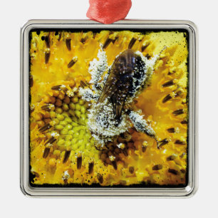 Adorno Metálico Abeja de miel y girasol