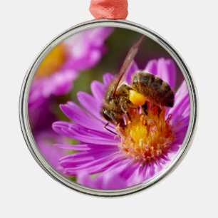 Adorno Metálico Abeja de miel y polinización