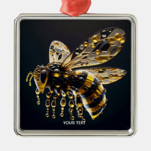 Adorno Metálico Abeja negra amarilla de cristal lindo