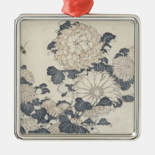 Adorno Metálico Abeja y crisantemos