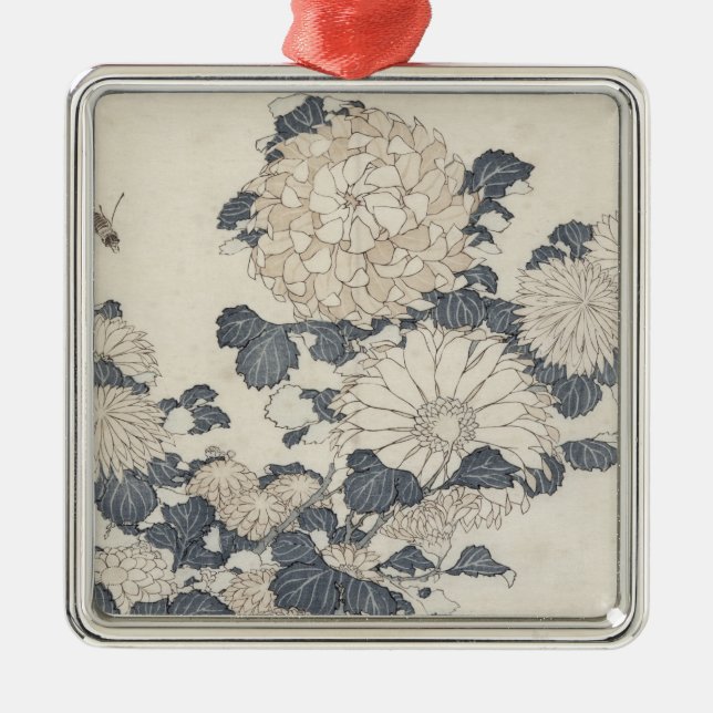 Adorno Metálico Abeja y crisantemos (Frente)