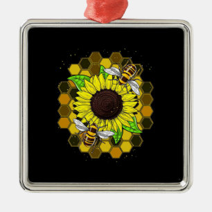 Adorno Metálico Abejas de girasol hippie