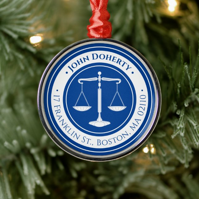 Adorno Metálico Abogado | Escala de justicia Azul profundo (Árbol)