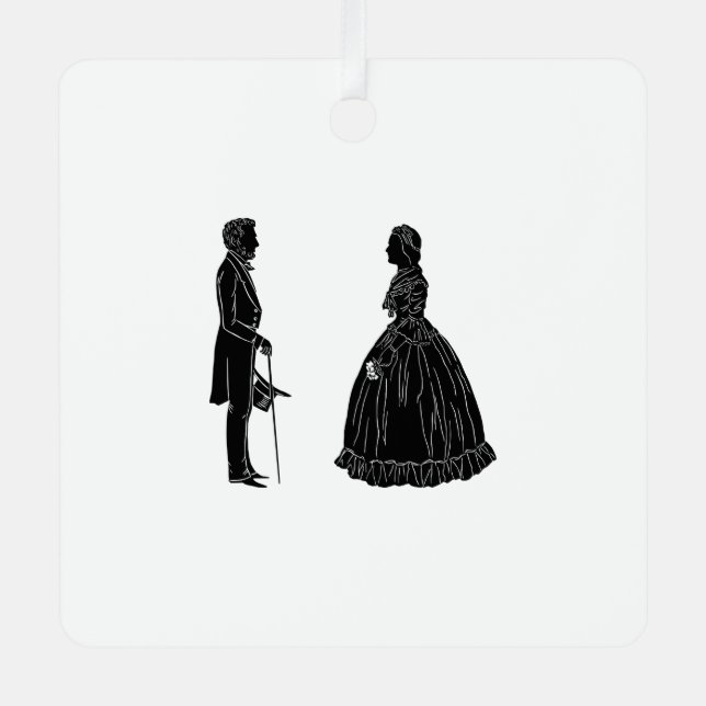Adorno Metálico abraham lincoln mary todd lincoln silhouette (Anverso)