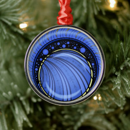 Adorno Metálico Abstracción azul. Dibujo de color redondo