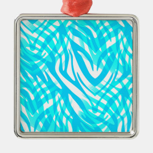 Adorno Metálico Abstract Blue Zebra