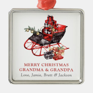 Adorno Metálico Abuela Abuela Navidades de la Escuela Roja Vintage