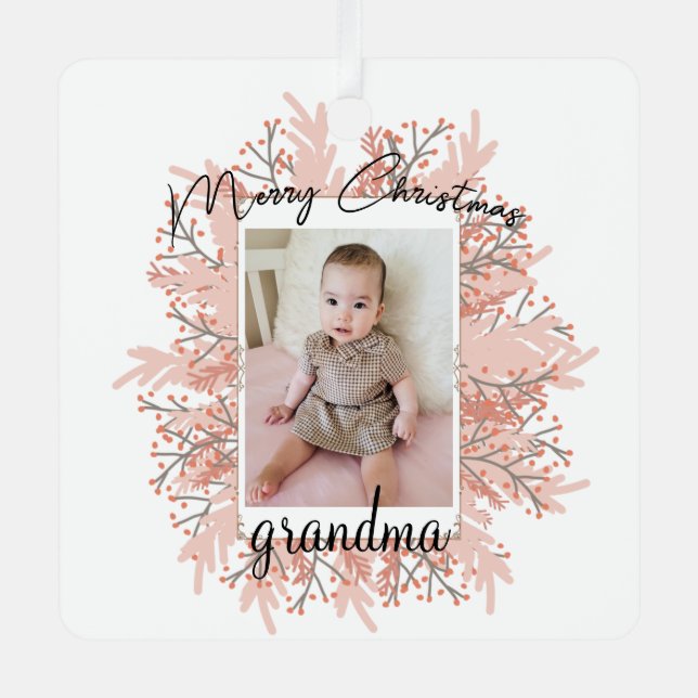 Adorno Metálico Abuela de foto de Navidades de nietos (Anverso)