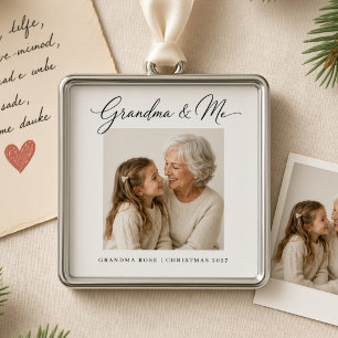 Adorno Metálico Abuela & Yo Foto Personalizada de Navidad