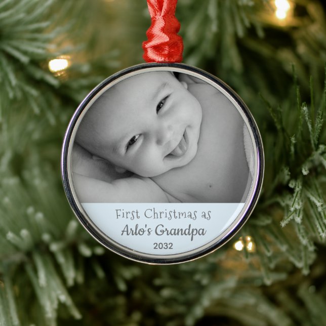 Adorno Metálico Abuelo 1.ᵉʳ Navidades Nombre personalizado año fot (Árbol)