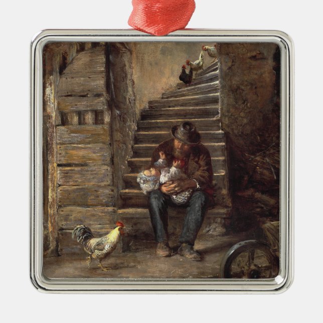 Adorno Metálico Abuelo que cuida a su nieto (Frente)