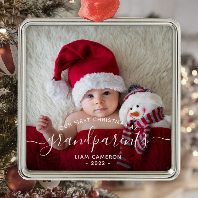 Adorno Metálico Abuelos Primera foto de Navidad Guión blanco (Subido por el creador)