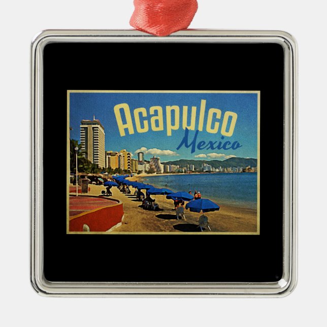 Adorno Metálico Acapulco México Viajes de época (Frente)