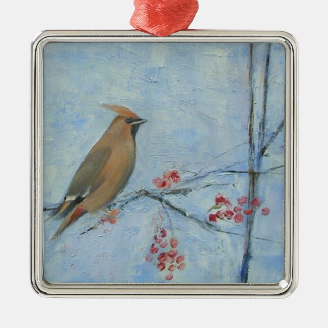 Adorno Metálico Aceite del Waxwing 2013 en lona (Frente)