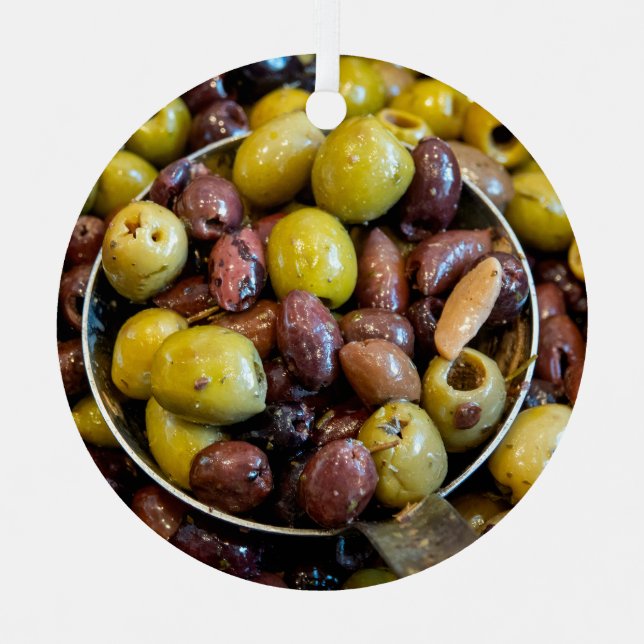 Adorno Metálico Aceitunas negras y verdes (Anverso)