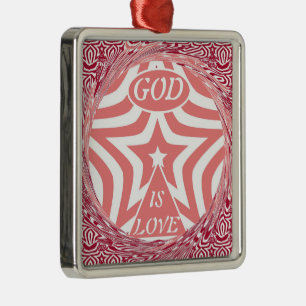 Adorno Metálico Achempong God is Love Star Red Swirl Premium