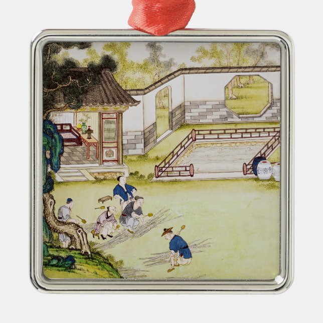 Adorno Metálico Acopio del bambú para hacer el papel (Frente)