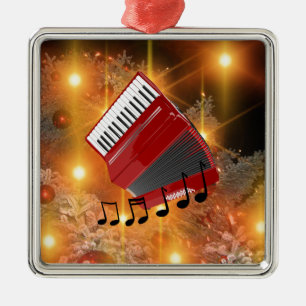 Adorno Metálico Acordeón Rojo, Diseño Navideño,