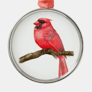 Adorno Metálico acuarela de ave cardinal