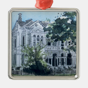 Adorno Metálico Acuarela de Galveston, casa 1887 de Jacob
