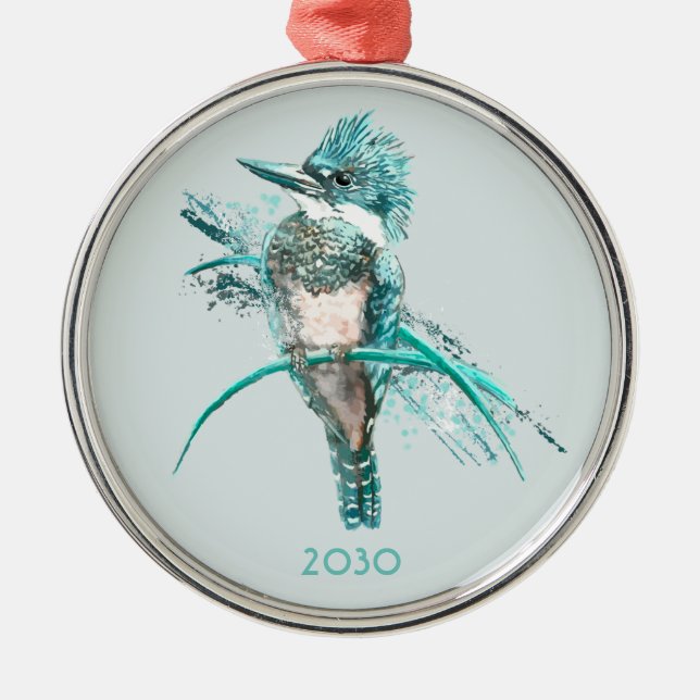 Adorno Metálico Acuarela de Kingfisher Bird Animal (Frente)