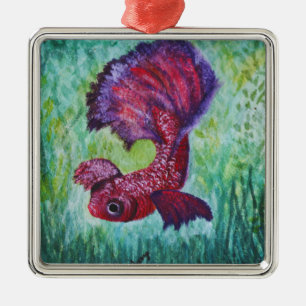 Adorno Metálico acuarela de peces Betta