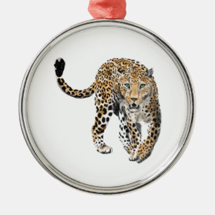 Adorno Metálico acuarela leopardo gato de la selva animal pintado 