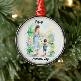 Adorno Metálico Acuarela personalizada de madre e hijo