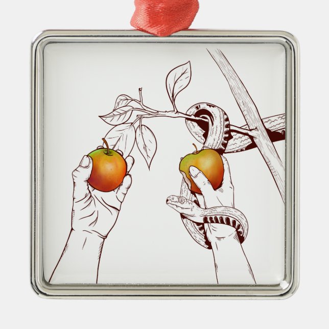 Adorno Metálico Adán y Eva con la serpiente (Frente)