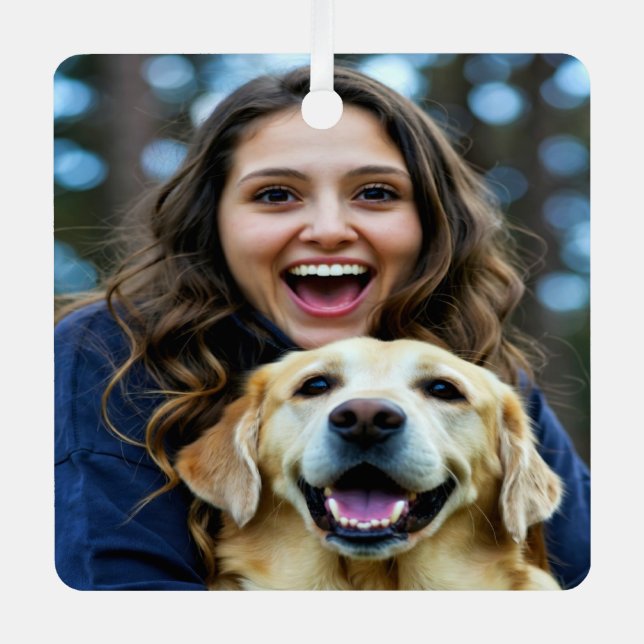 Adorno Metálico Add Labrador Retriever Photo Personalize (Anverso)