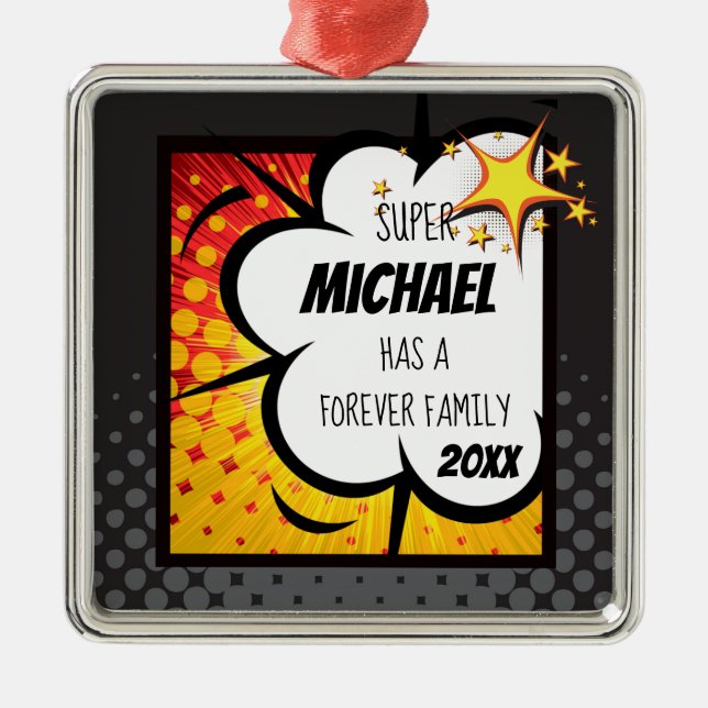 Adorno Metálico Adopción del cómic del superhéroe, regalo de la (Frente)